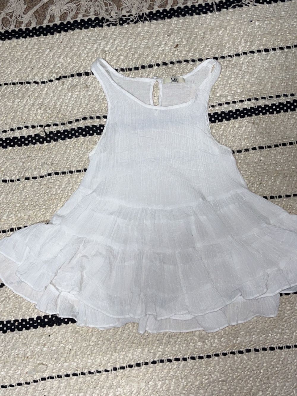 White Tiered Ruffle Tank Top - Lightweight dress